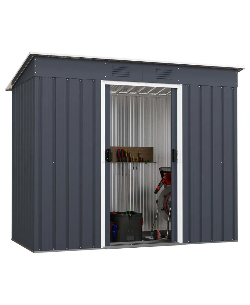 3.6' x 7.1' Outside Garden Storage Shed Tool House with Ground Foundation Frame