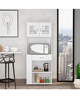 Depot E-shop Victoria Pantry Double Door Cabinet, One Drawer, Two Shelves, Three Side Shelves, White