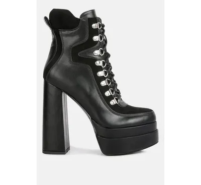 beamer faux leather high heeled ankle boots