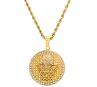 Steeltime Men's 18k Gold-Plated Stainless Steel Simulated Diamond Basketball 24" Pendant Necklace