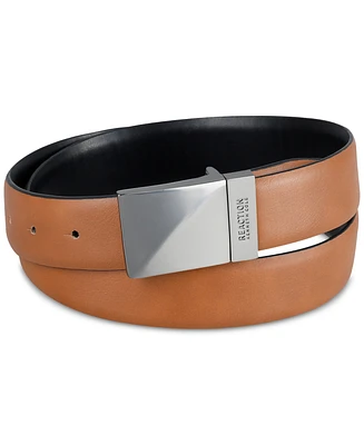 Kenneth Cole Reaction Men's Reversible Faux-Leather Plaque-Buckle Belt