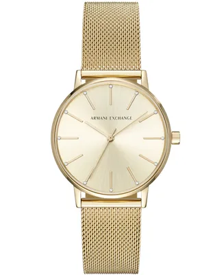 A|X Armani Exchange Women's Three-Hand Gold-Tone Stainless Steel Mesh Watch 36mm - Gold