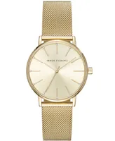 A|X Armani Exchange Women's Three-Hand Gold-Tone Stainless Steel Mesh Watch 36mm - Gold