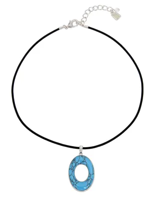 Robert Lee Morris Soho Semi-Precious Turquoise Pendant Leather Necklace