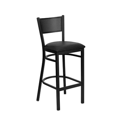 Grid Back Metal Restaurant Dining Barstool