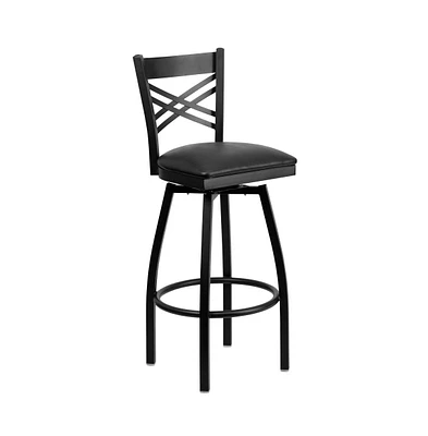 X" Back Swivel Metal Restaurant Dining Barstool