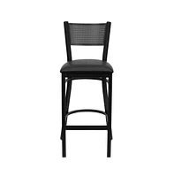 Grid Back Metal Restaurant Dining Barstool