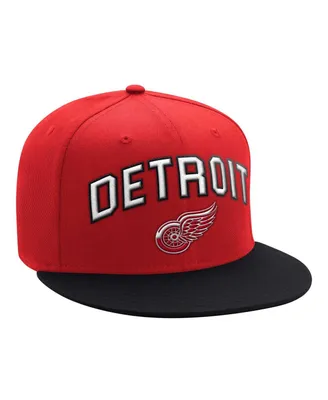 Men's Starter Red, Black Detroit Red Wings Arch Logo Two-Tone Snapback Hat