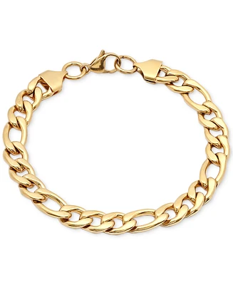 Steeltime Men's 18k Gold-Plated Stainless Steel Figaro Link Bracelet