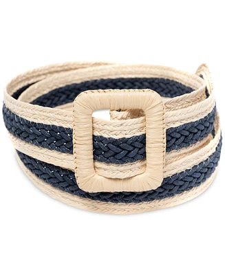 Style & Co Women's Straw Wrapped-Buckle Belt, Created for Macy's
