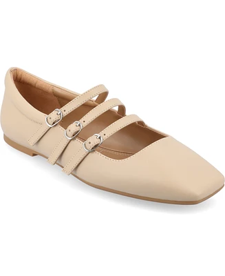 Journee Collection Women's Darlin Multi Strap Mary Jane Square Toe Flats