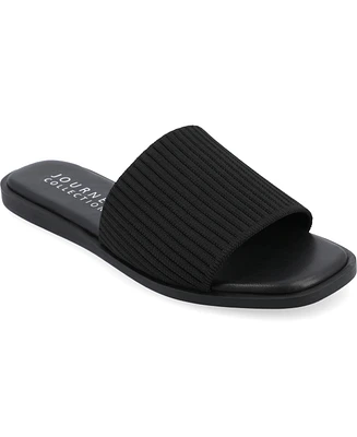 Journee Collection Women's Prisilla Single Band Slide Flat Sandals