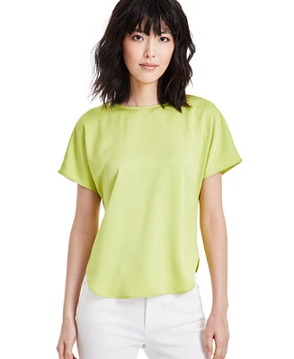 Anne Klein Petite Textured Dolman-Sleeve Boat-Neck Top