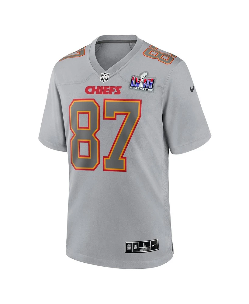 Men's Nike Travis Kelce Gray Kansas City Chiefs Super Bowl Lviii Atmosphere Fashion Game Jersey