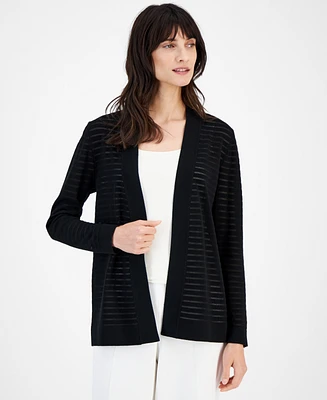 Anne Klein Women's Sheer-Striped Open-Front Cardigan