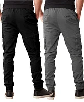 Galaxy By Harvic Men's Slim Fit Stretch Cargo Jogger Pants, Pack of 2