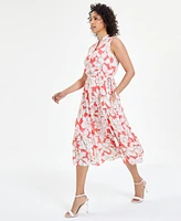 Anne Klein Women's Sleeveless Floral-Print Tiered Midi Dress