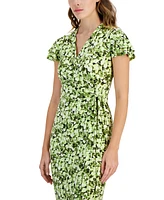 Anne Klein Women's Faux-Wrap Flutter-Sleeve Floral-Print Dress