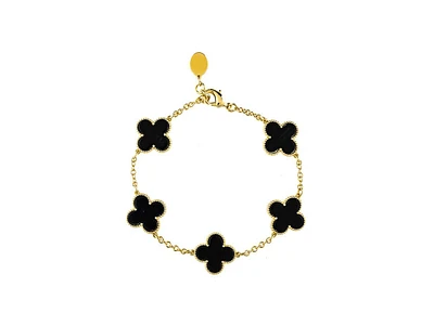 Onyx Clover Station Bracelet