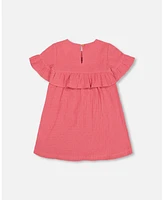 Baby Girl Muslin Dress With Frill Cherry