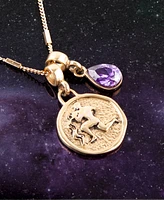 Barse Zodiac Coin Genuine Teardrop Charm Necklace