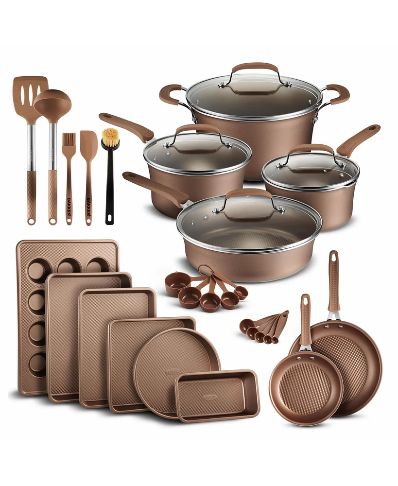 Cookware Set - 23 Piece - Multi-Sized Cooking Pots with Lids, Skillet Fry Pans and Bakeware