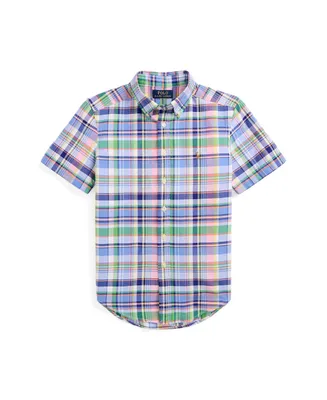 Polo Ralph Lauren Big Boys Plaid Cotton Oxford Short Sleeve Shirt