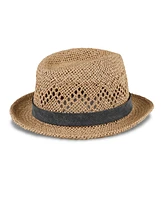 Levi's Men's Packable Open Weave Fedora Hat with Two Interchangeable Bands