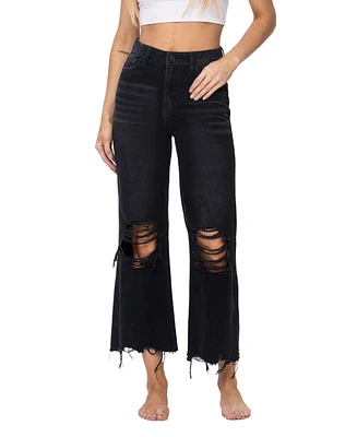 Vervet Women's Super High Rise 90's Vintage-like Cropped Flare Jeans