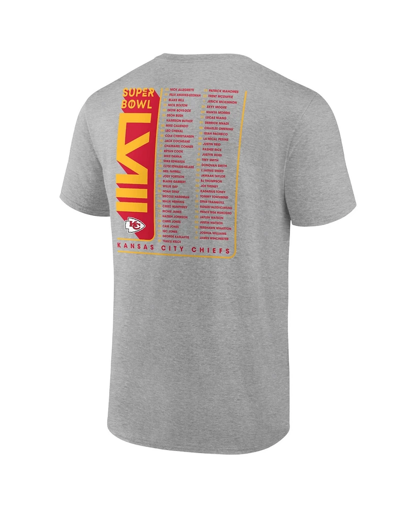 Men's Fanatics Heather Charcoal Kansas City Chiefs Super Bowl Bound Roster T-shirt