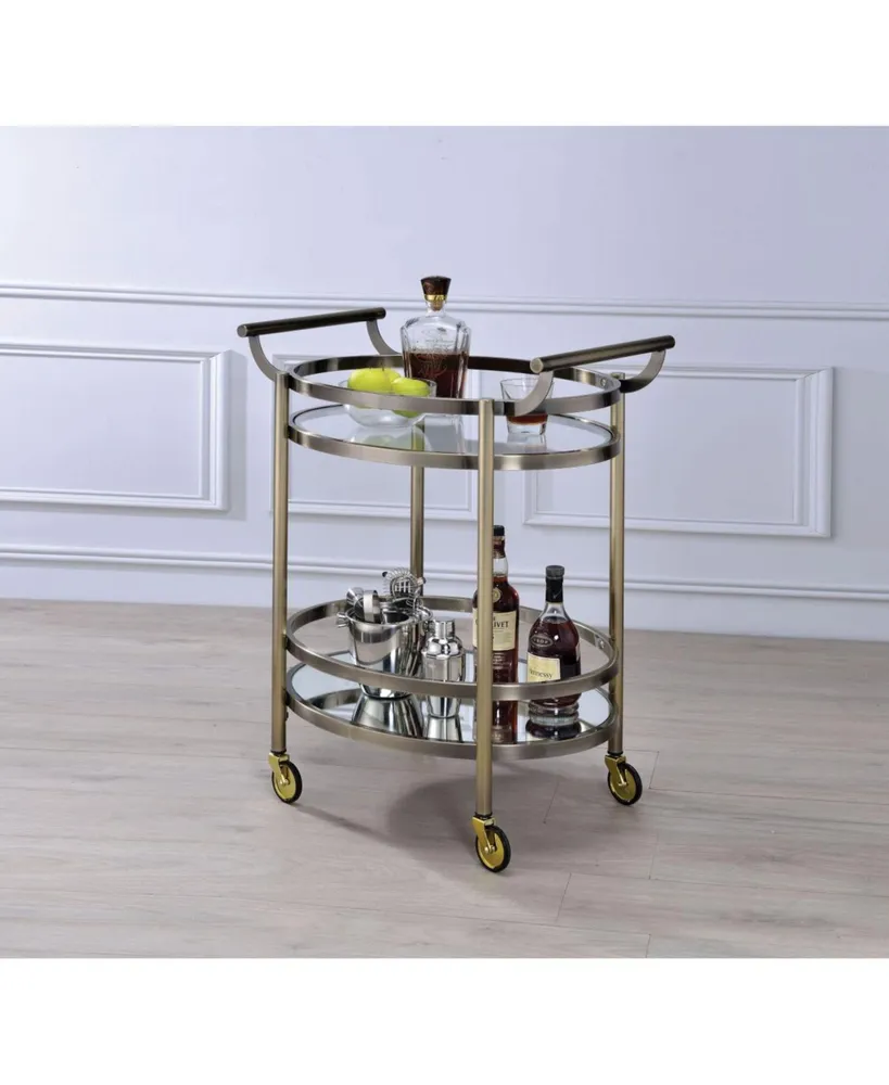 Lakelyn Serving Cart, Brushed Bronze & Clear Glass