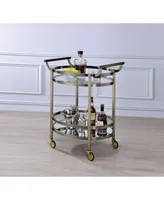 Streamdale Furniture Lakelyn Serving Cart, Brushed Bronze & Clear Glass