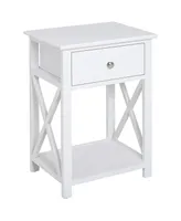Simplie Fun Farmhouse End Table with Storage and Open Shelf