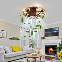 Low Profile Caged Ceiling Fan With Lights Remote Control