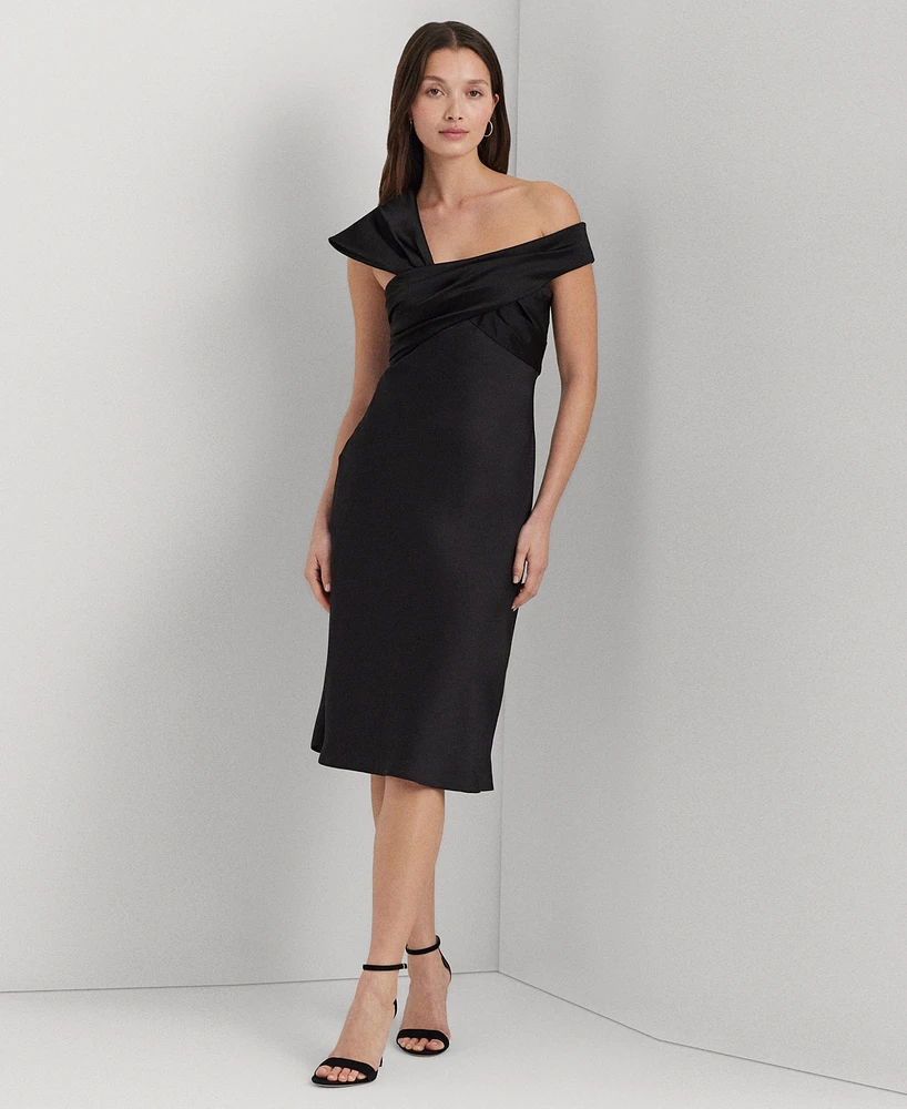 Lauren Ralph Women's Asymmetric Satin A-Line Dress