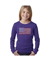 La Pop Art Girls Word Long Sleeve - 50 States Usa Flag T-shirt