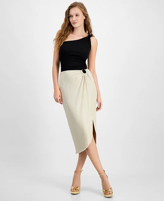 Guess Women's Cristina Ribbed Side-Slit Midi Skirt