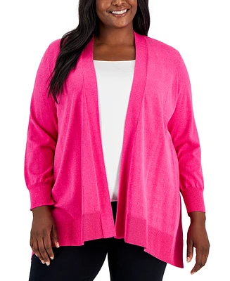 Kasper Plus Size Asymmetrical-Hem Cardigan