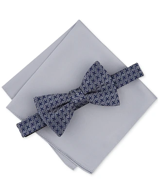 Alfani Men's Tolbert Patterned Bow Tie & Solid Pocket Square Set, Created for Macy's