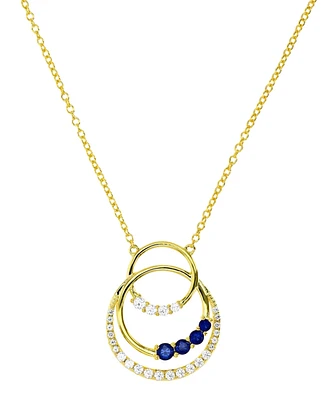 Lab-Grown Blue Sapphire (1/3 ct. t.w.) & Lab-Grown White Sapphire (1/2 ct. t.w.) Interlocking Circles 18" Pendant Necklace in 14k Gold