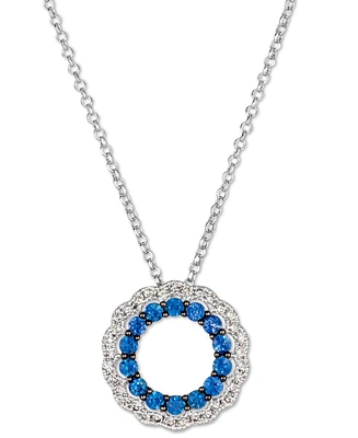 Le Vian Blueberry Sapphire (7/8 ct. t.w.) & Nude Diamond (1/3 ct. t.w.) Circle 19" Pendant Necklace in 14k White Gold