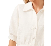 CeCe Women's Puffed-Sleeve Tweed Short-Sleeve Jacket