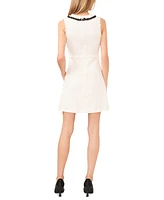 CeCe Women's Tweed Sleeveless Contrast-Bow Shift Dress