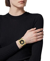 Versace Women's Swiss Black Leather Strap Watch 37mm