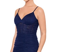 Blondie Nites Juniors' Ruched Sweetheart-Neck Corset Gown