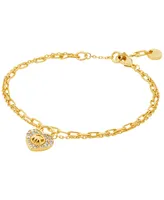 Michael Kors Silver-Tone or Gold-Tone Double Layer Heart Lock Chain Bracelet