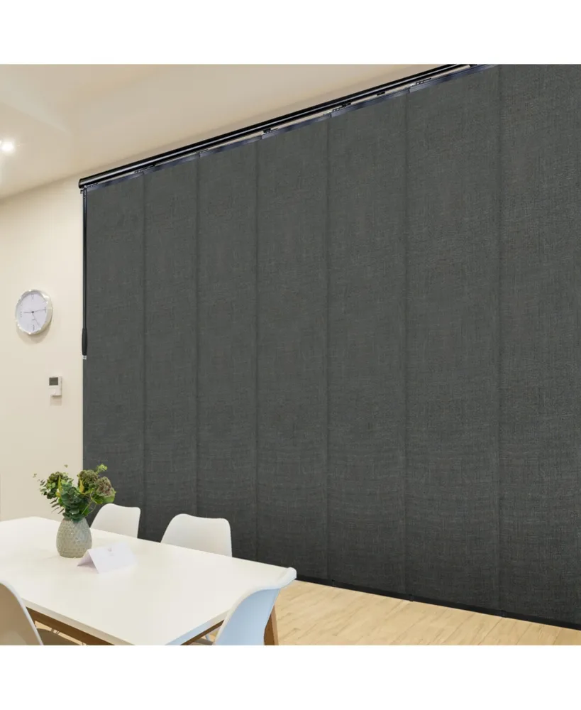 Smoke 7-Panel Single Rail Panel Track Extendable Blind 110"-153"W x 94"H, width 23.5"