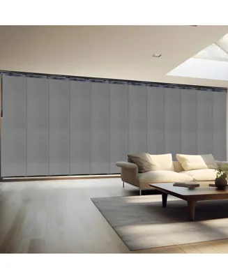Woven Gray Blind 12-Panel Double Rail Panel Track Extendable 140"-260"W x 94"H, width 23.5"