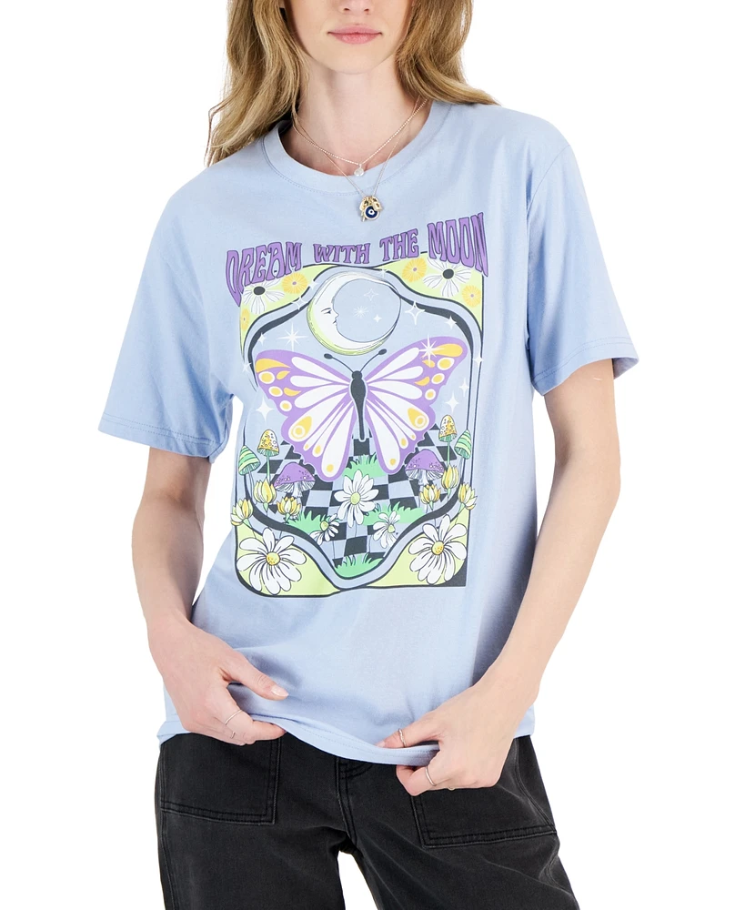 Rebellious One Juniors' Dream Butterfly Cotton Graphic T-Shirt