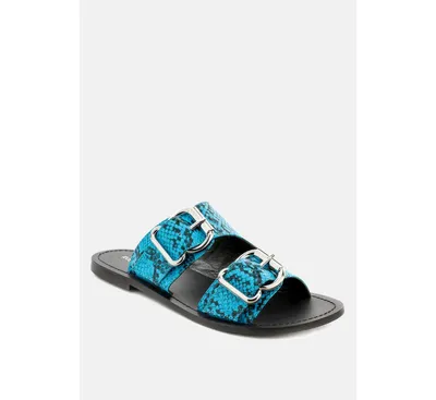 Kelly Womens Flat Sandal with Buckle Straps